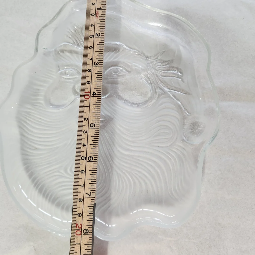 Vintage Clear Frosted Glass Santa Decorative Plate - Picture 3 of 5
